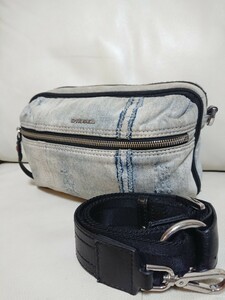 希少【DIESEL ディーゼル】2way ショルダーバッグ ダメージ加工 デニム セカンドバッグ