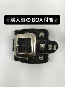 【箱付き】 MILKBOY レザーリストバンド ミルクボーイ ハラコ革 スタッズ レザーブレス 中古 パンク ロック アクセサリー