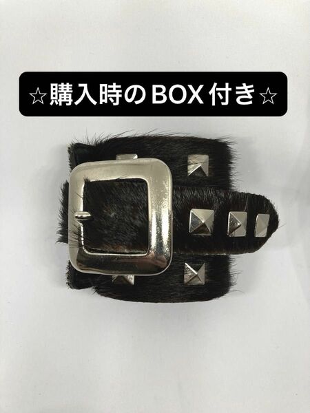 ※値引中※ MILKBOY レザーリストバンド ミルクボーイ ハラコ革 スタッズ レザーブレス 中古 パンク ロック アクセサリー