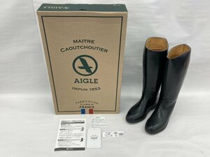 AIGLE エーグル ロングブーツ 黒 レザー 表記サイズ36 【CCAF7018】