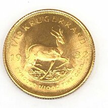 K22　南アフリカ共和国　クルーガーランド金貨　1/10oz　2枚まとめ　総重量6.7g【CCAD7084】_画像2