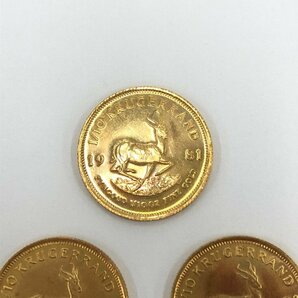 K22 南アフリカ クルーガーランド金貨 1/10oz 3枚おまとめ 総重量10.2g【CCAI2040】の画像2