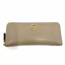 FENDI フェンディ ラウンドファスナー財布 ベージュ系 レザー 8210【CCAM3090】_画像1