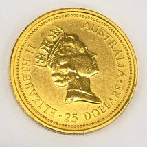 K24IG　オーストラリア　カンガルー金貨　1/4oz　1991　総重量7.7g【CCAL7046】_画像2
