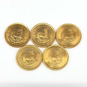 K22 南アフリカ クルーガーランド金貨 1/10oz 5点 おまとめ 総重量17.0ｇ【CCAN6065】