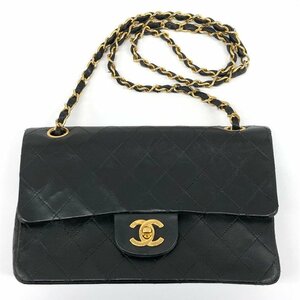 CHANEL　シャネル　マトラッセ　ラムスキン　Wフラップ　チェーンバッグ　ブラック　0517793【CCAQ6043】