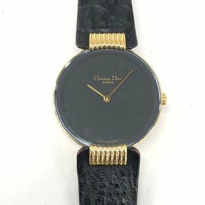 Diorクリスチャンディオール 腕時計　バギラ QZ SS×GP 46 153-3 438836 黒文字盤【CCAT4008】