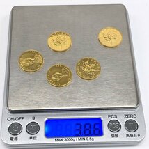 K24IG　カナダ　メイプルリーフ金貨　1/4oz　5枚まとめ　総重量38.6g【CCAR7027】_画像10