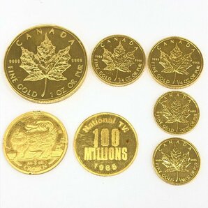 K24IG 純金 金貨 7枚まとめ メイプルリーフ金貨 キャット金貨 ほか 総重量65.0g【CCAR6055】の画像1