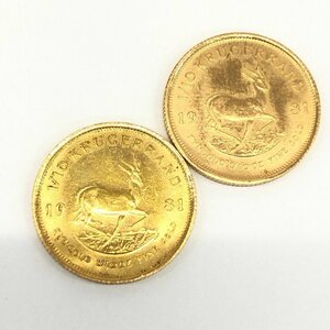 K22　南アフリカ共和国　クルーガーランド金貨　1/10oz　1981　2枚まとめ　総重量6.8g【CCAR7069】