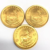 K22　南アフリカ共和国　クルーガーランド金貨　1/4oz　5枚まとめ　総重量42.4g【CCAR7013】_画像2