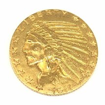 K21.6　アメリカ　インディアン金貨　5ドル　1911　総重量8.3g【CCAR7059】_画像1