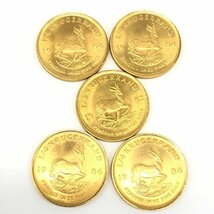 K22　南アフリカ共和国　クルーガーランド金貨　1/4oz　5枚まとめ　総重量42.4g【CCAR7013】_画像1