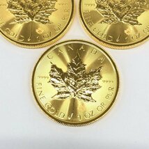 K24IG　カナダ　メイプルリーフ金貨　1oz　2022　3枚まとめ　総重量93.3g【CCAT6009】_画像3