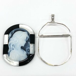 K18 stamp cameo attaching brooch 2.9g[CCAY6055]