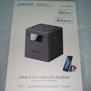 Anker 3-in-1 Cube with MagSafe マグネット式ワイヤレス充電ステーション iPhone15 Apple Watch対応