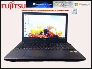 【爆速 Quad Core i7/メモリ16GB/新品SSD】Windows11 ｖ23H2【FUJITSU LIFEBOOK AH53/B2】Webカメラ/Blu-ray/Bluetooth/USB3.0/u5971