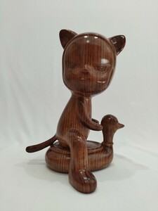 【模写】奈良美智 Yoshitomo Nara Harmless Kitty 木 フィギュア wood 28CM