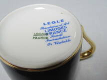 ■美品 1960年代 フランス製！高級 LIMOGES(リモージュ) LEGLE(レッグ) 瑠璃金彩/ルリ色 ペアカップ&ソーサー 5客_画像7