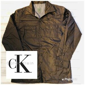 カルバン・クライン　ck Calvin Klein US42 ナイロン　中綿ジャケット　シャツジャケット　ブラック