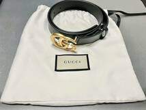  GUCCI グッチ GG マーモント レザー ゴールド金具 ベルト 414516/AP001/70・30 / 525840 ブラック系 (24/3/24)_画像1