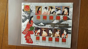 未使用　切手　80円×5枚・50円×5枚　日本国際切手展2001記念