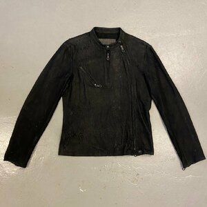 ☆ISAMU KATAYAMA BACKLASH イサムカタヤマ バックラッシュ☆ノーカラー ジップメンズ レザージャケット collarless leather jacket 867-04