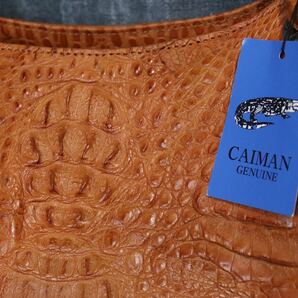 １円スタート タグ付き クロコダイル トートバッグ クラウン オレンジブラウン genuine crocodile エキゾチックレザー 1スタ ワニ革の画像2