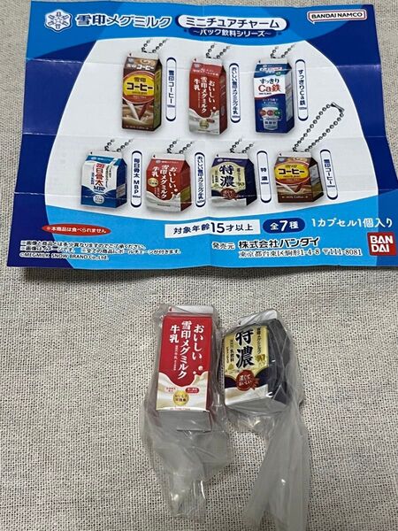 雪印メグミルク ミニチュアチャーム パック飲料シリーズ 2種セット ガシャポン バンダイ