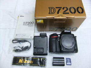 NIKON ニコン D7200 ボディ 2416万画素 動作確認済 SDXC64GB付 シャッター回数1328枚