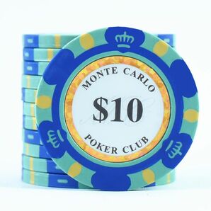 25枚セット 10ドル ポーカーチップ モンテカルロ ゴルフ カジノ クレイ