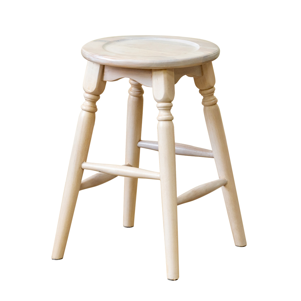 Taburete de madera, silla elegante, caoba, durable, revestimiento de poliuretano, silla redonda, altura del asiento 46, 5 cm, IM-M1, lavado blanco (WW), Artículos hechos a mano, muebles, Silla, Silla, silla