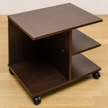 センターテーブル キャスター付き 50cm 収納棚 2段 長方形 木製 サイドテーブル ワゴン CG-01 ウォールナット(WAL)_画像1