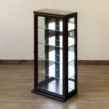 ガラス コレクションケース 幅44cm 高さ100cm 背面ミラー付き ハイタイプ ダークブラウン IT-C100(DBR)_画像1