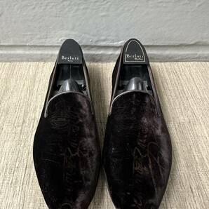 定価21,5万 Berluti Velours Scrit Slip-On ベルルッティ ベロア スクリット スリッポン ブラウン 7サイズ ウィルスミス着用モデル