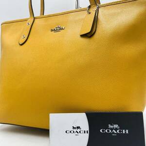 1円 【美品】コーチ COACH トートバッグ ビジネスバッグ ブリーフケース サフィアーノレザー 革 イエロー 黄色 メンズ レディース