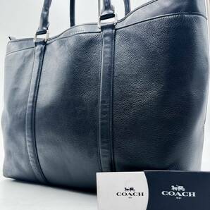 1円 【定番】コーチ COACH トートバッグ ビジネスバッグ ブリーフケース ペブルレザー シボ革 メンズ レディース ブラック 黒の画像1