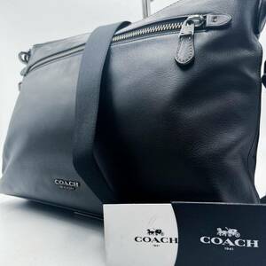 1円 【美品】コーチ COACH ショルダーバッグ メッセンジャーバッグ レザー 革 ブラック 黒 メンズ レディース