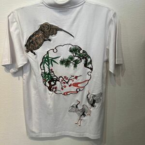 【新品】【値下げ】 25 S 鶴亀　ポロシャツ　半袖　花旅楽団　刺繍　和柄　Tシャツ　