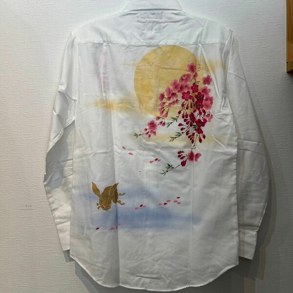 【新品】 【値下げ】 31 M 月兎　禅　和柄　Yシャツ　長袖シャツ　桜　京でん