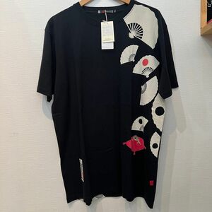 【新品】 ⑨ XL 扇子　参丸一　刺繍　和柄　Tシャツ　半袖　蛙　プリント　LL