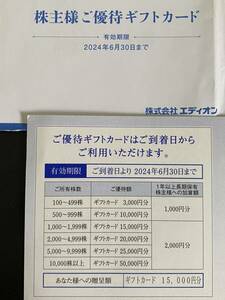 エディオン　株主様ご優待ギフトカード　15000円