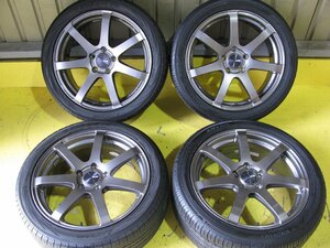 [107706-G]エンケイ RF07 18インチホイール 7J 5H PCD114.3 +48 ヨコハマ dB ブルーアース 225/45R18 レヴォーグ プリウスα クラウン 4本