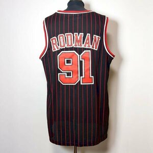 デニス・ロッドマン ブルズ ミッチェルアンドネス レプリカユニフォーム 48 ブラック ストライプ Dennis Rodman BULLS MITCHELL&NESS