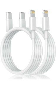 iPhone 充電ケーブル Type-C ライトニングケーブル Lightningケーブル 2m 2本セット