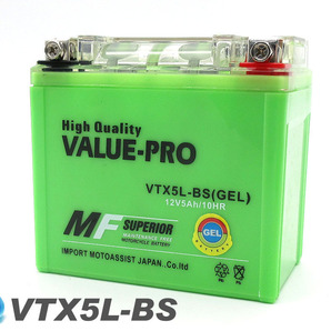 VTX5L-BS【GEL】充電済ジェルバッテリー ◆ 互換 YTX5L-BS アドレスV100前期 RG125ガンマ ウルフ125 RG400ガンマ RG500ガンマ RGV250-3の画像3