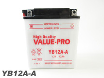 YB12A-A 開放型バッテリー ValuePro / 互換 FB12A-ACBX400F CBX550F CBR400F CBR400F2 CB400Four CB550Four V45マグナ CB650 VF400F NV400_画像1