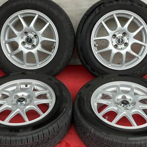 A-TECH SCHNEIDER シュナイダー 15インチ×6J 4穴 PCD100 +43社外YOKOHAMA 195/65R15ラジアル4本。コンパクトカー等に。21年式タイヤ。