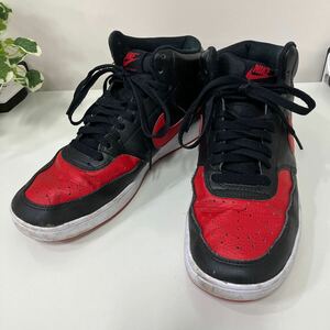 NIKE ナイキ コートビジョンMID スニーカー ブラック レッド メンズ26.5㎝