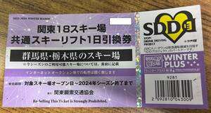 関東18スキー場　共通スキーリフト1日　引換券　2024シーズン終了まで　天神平スキー場　川場スキー場など